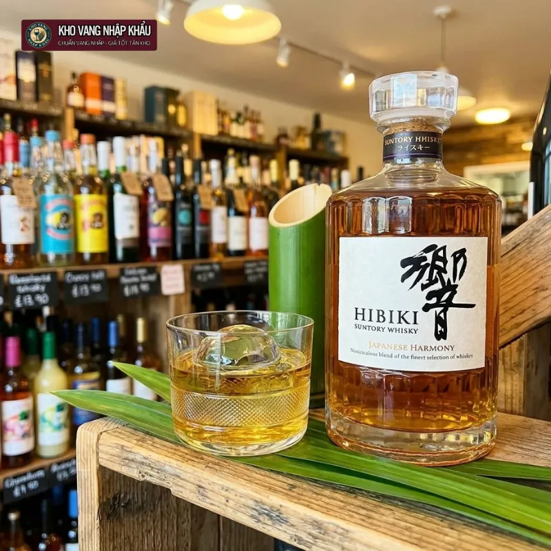 Rượu Whisky Nhật Bản Hibiki Harmony chính hãng trưng bày sang trọng tại hầm rượu môi trường tiêu chuẩn