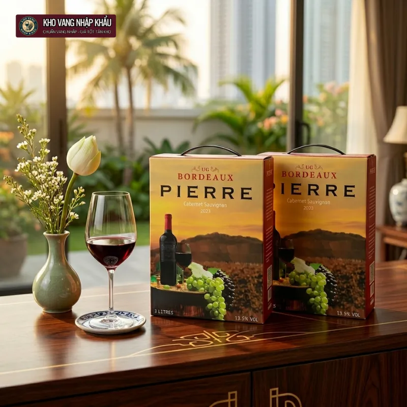 Vang Bịch Pháp Pierre Bordeaux Cabernet Sauvignon 3L chính hãng trong bữa tiệc nướng BBQ gia đình
