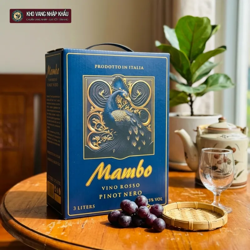 Vang Bịch Ý Mambo Vino Rosso 3L chính hãng sẵn sàng phục vụ cho tiệc nướng BBQ đông người