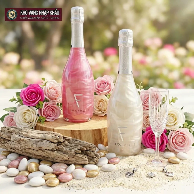 Vang nổ Tây Ban Nha Fogoso Rosa 750ml 5.5% chính hãng rực rỡ hiệu ứng nhũ hồng tại tiệc khai vị
