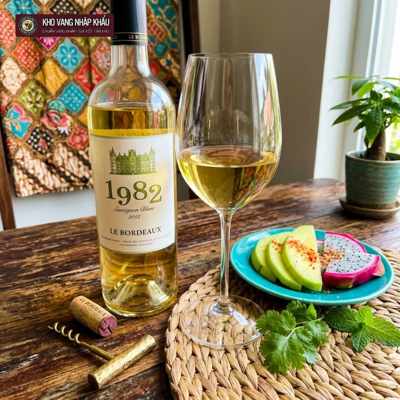 Vang Trắng Pháp 1982 Sauvignon Blanc chính hãng trong buổi tiệc khai vị biển tươi mới