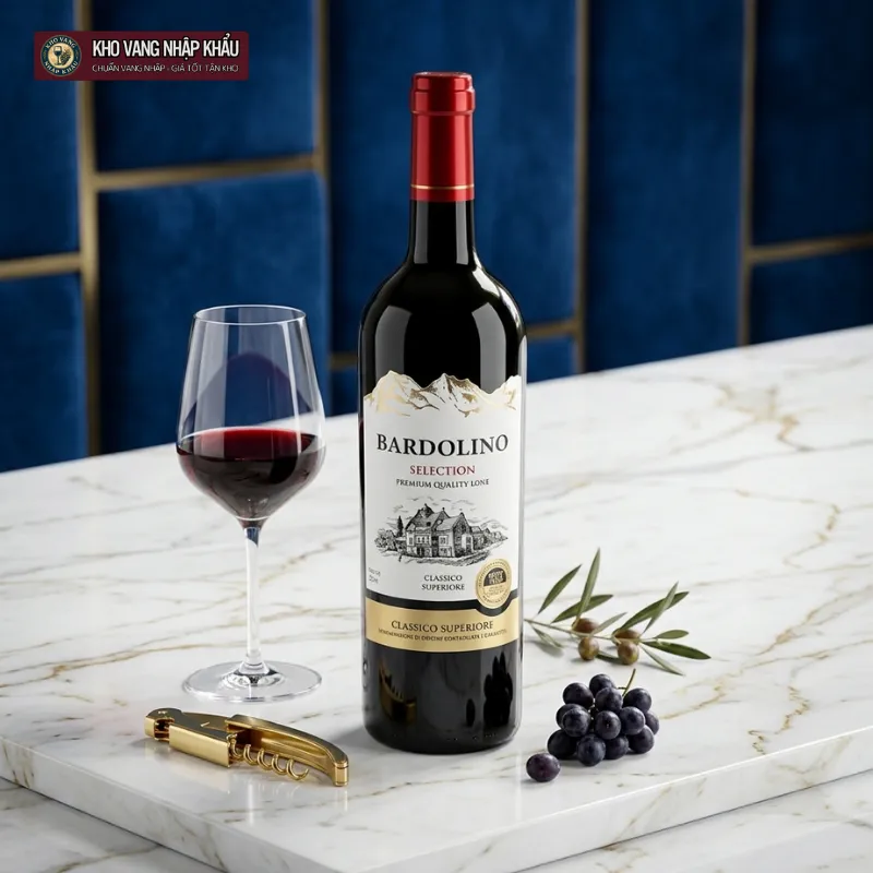 Vang Ý Bardolino Selection chính hãng trưng bày rạng rỡ tại không gian tiệc tối gia đình