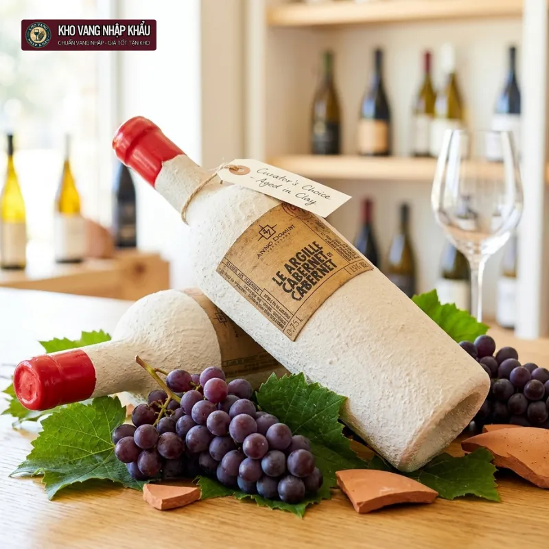 Vang Ý Le Argille Cabernet di Cabernet chính hãng trưng bày sang trọng tại hầm rượu