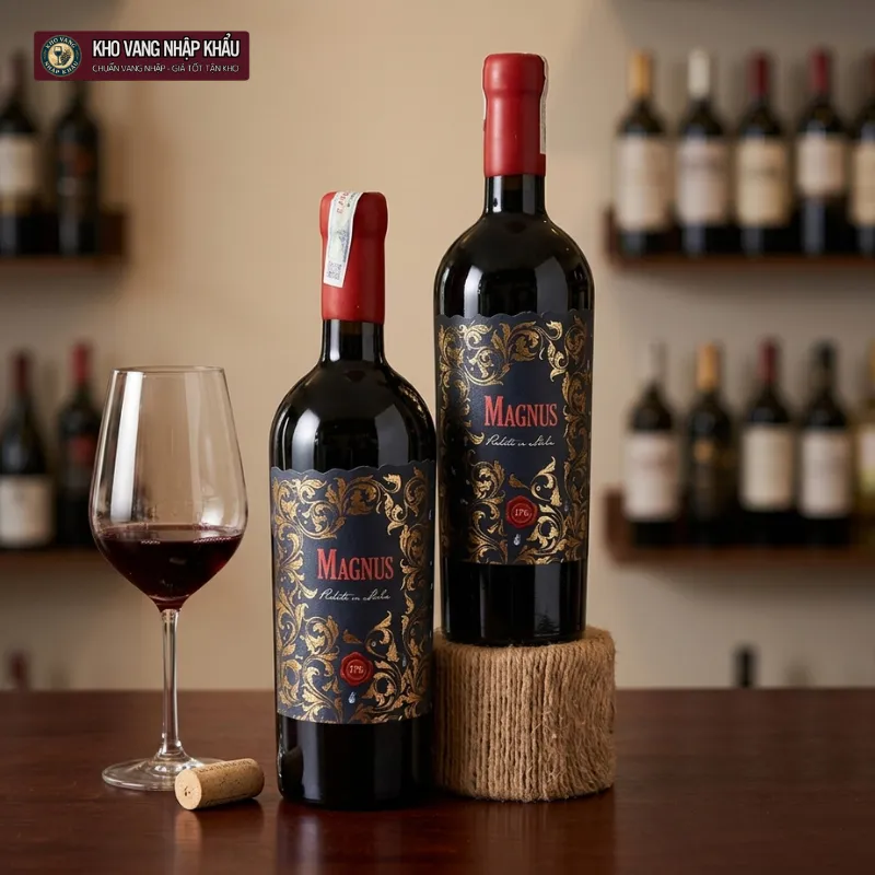 Vang Ý Magnus Negroamaro Puglia 17% chính hãng nồng độ quyền năng trưng bày tại showroom uy tín
