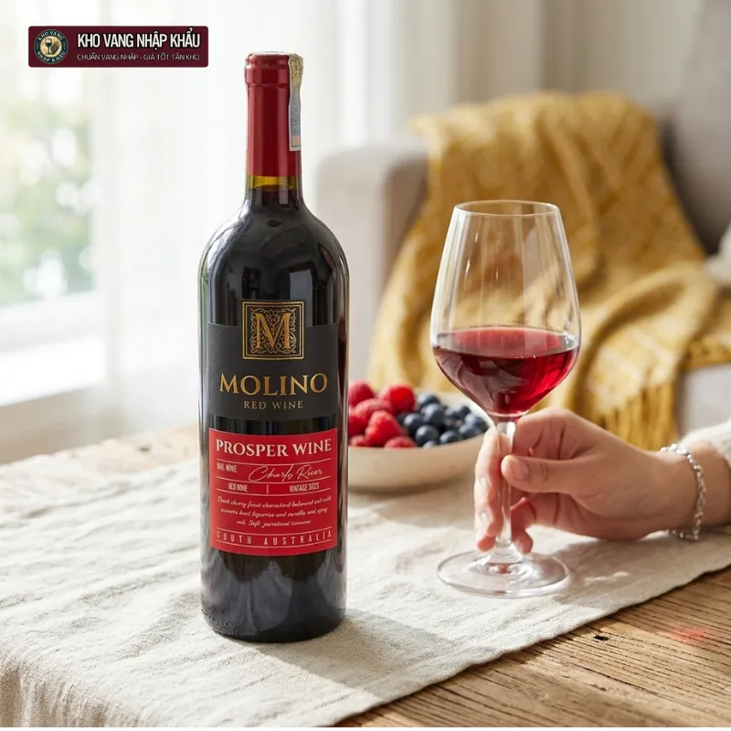 Vang Ý Molino Prosper Wine Tem Đỏ chính hãng trong không gian tiệc tối gia đình ấm cúng